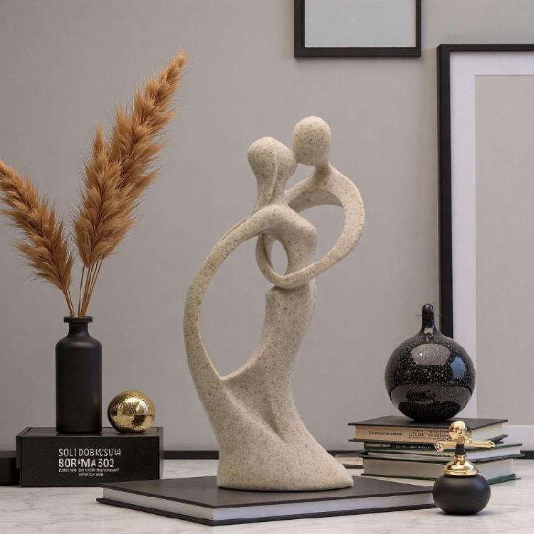 Couple Sculpture,Modern Abstract Resin Kissings Lovers Statue Ornament for Living Room Coffee Table Shelf Accent Decors