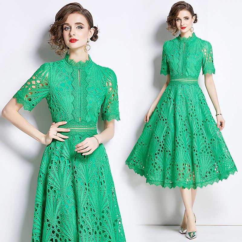Noblewoman Lace Summer Dress: Elegant Crochet Embroidery for a Lady-like Temperament