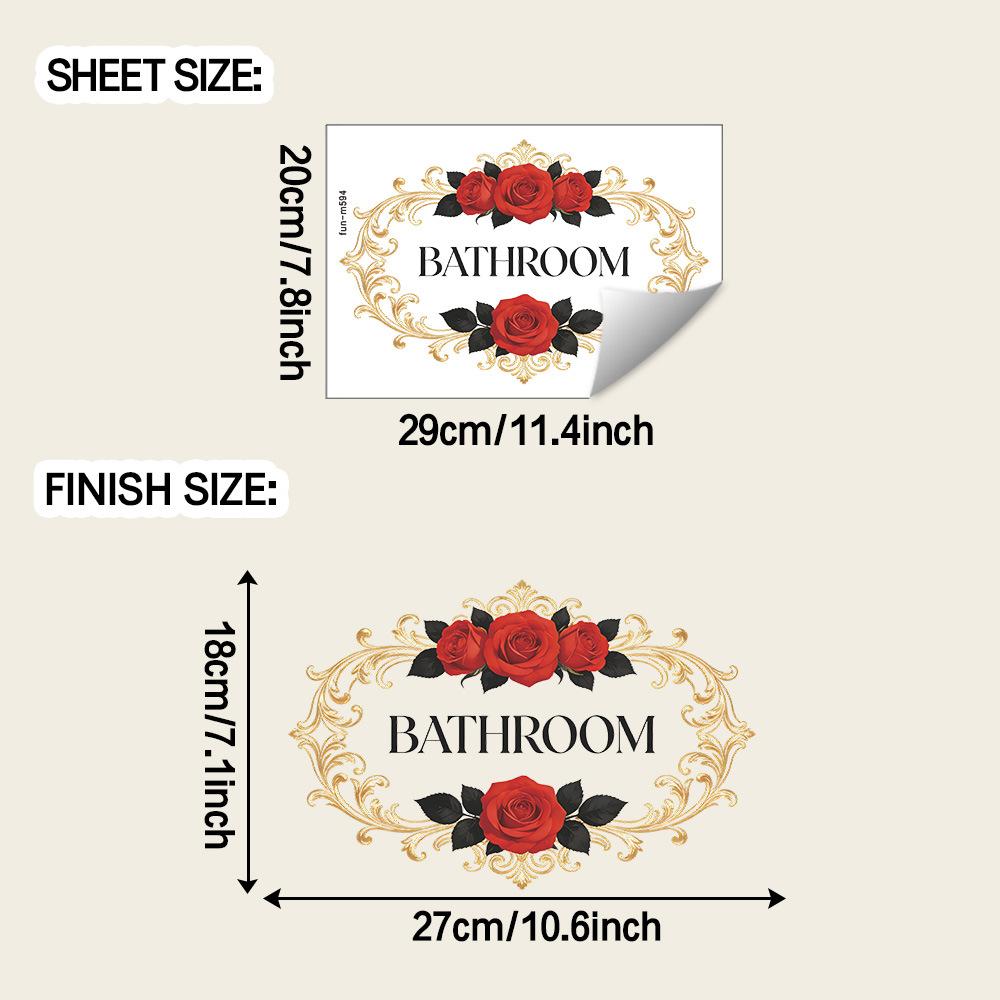 

Креативные винтажные декоративные наклейки с узором из роз для украшения двери ванной комнаты в доме