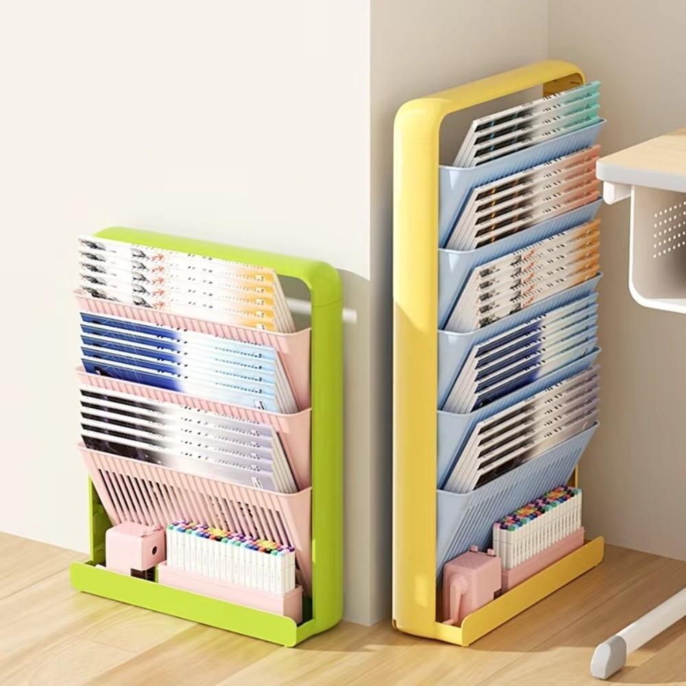 Multi-Layer Large Capacity Bookshelf 3/5 Layer Structure Side Mounted Bookshelf  Student Table