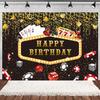 Casino Poker Chips Theme Birthday Party Decorations Playing Cards Money Golden Glitters Red Curtain BalloonS Cake Topper Banner