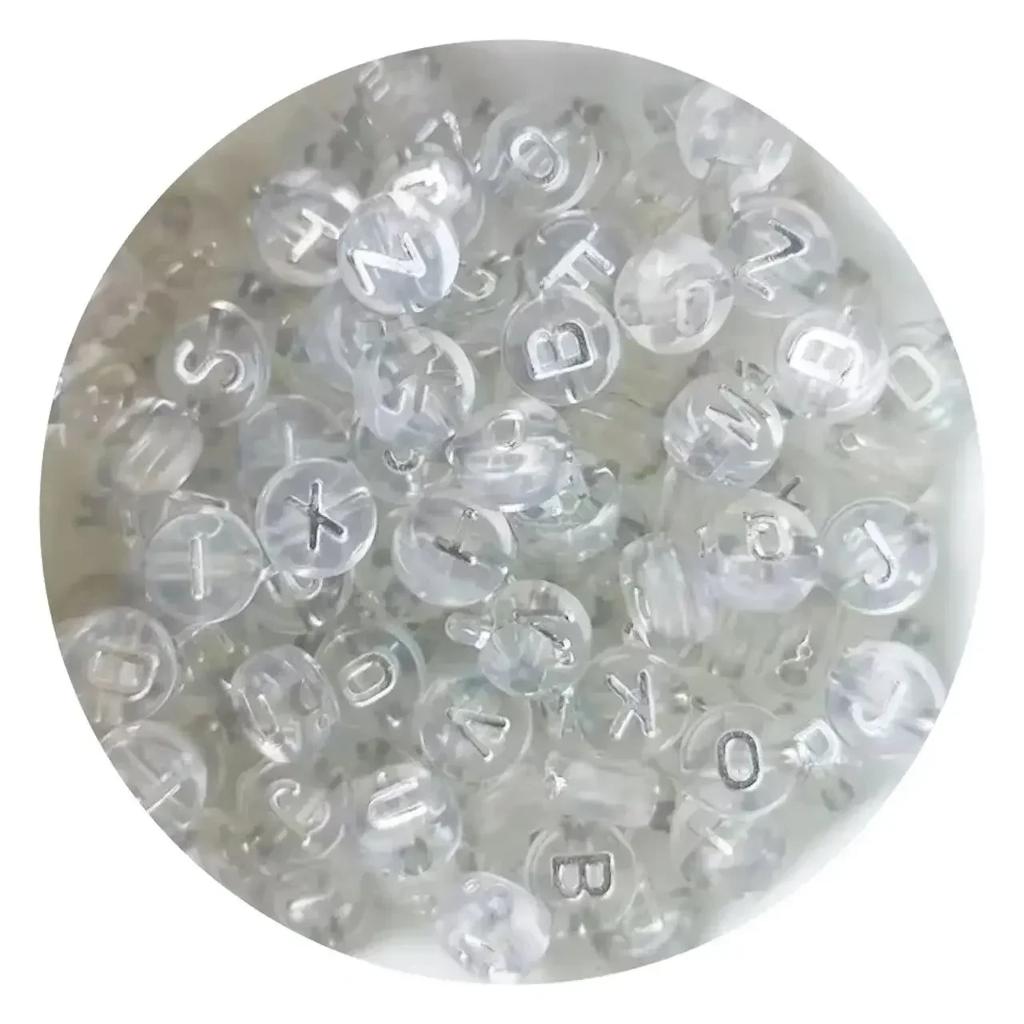 100/200/300/500 Stück Acryl-Buchstabenperlen, gemischt, rund, flach, lose Abstandsperlen für die Herstellung von handgefertigten Schmuckstücken, DIY-Armbändern und Halsketten