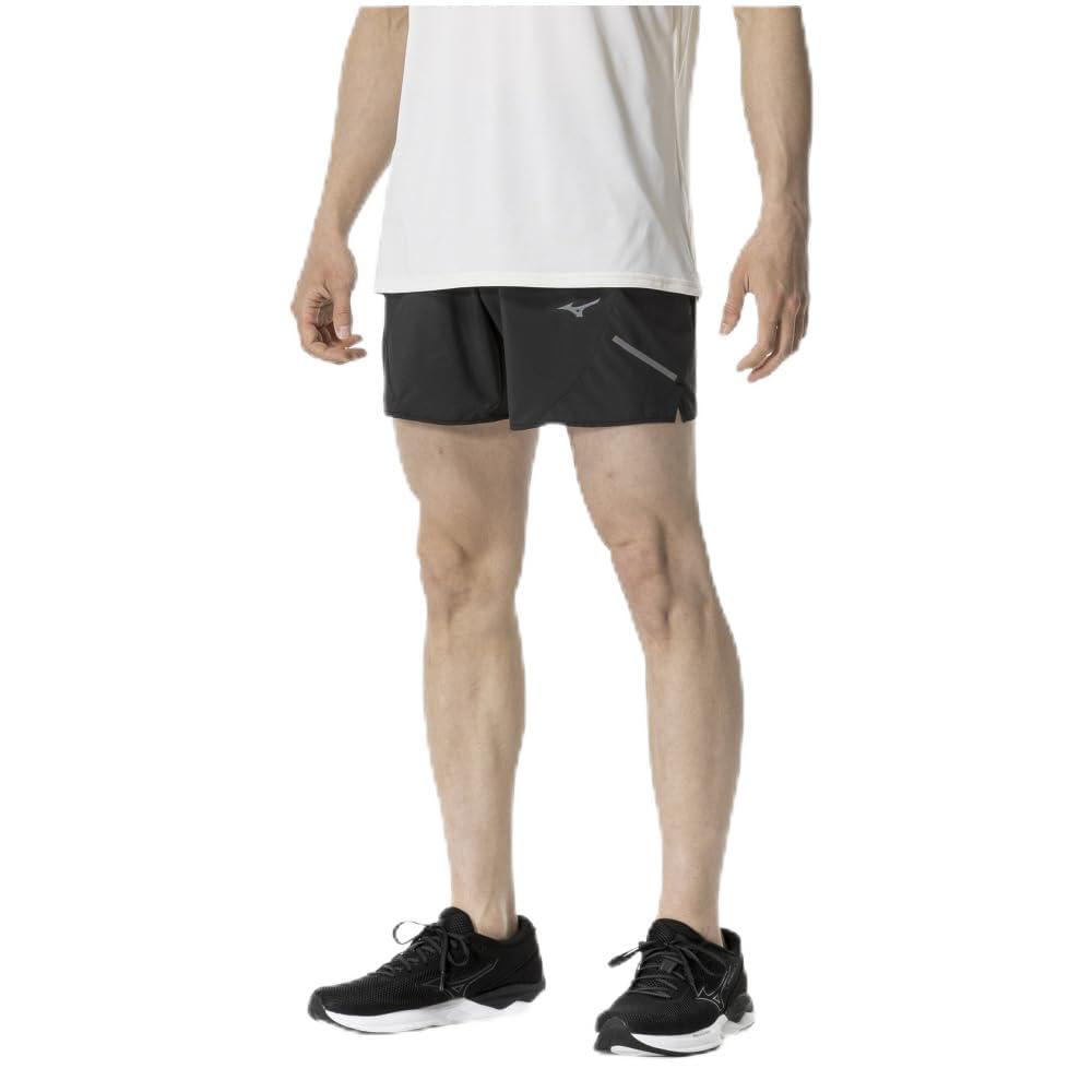 Mizuno Running Wear Dry Stretch Reflective Black Pants, Sweat-Absorbent, Quick-Drying, Stretch, Print, J2MBB005, Men's,