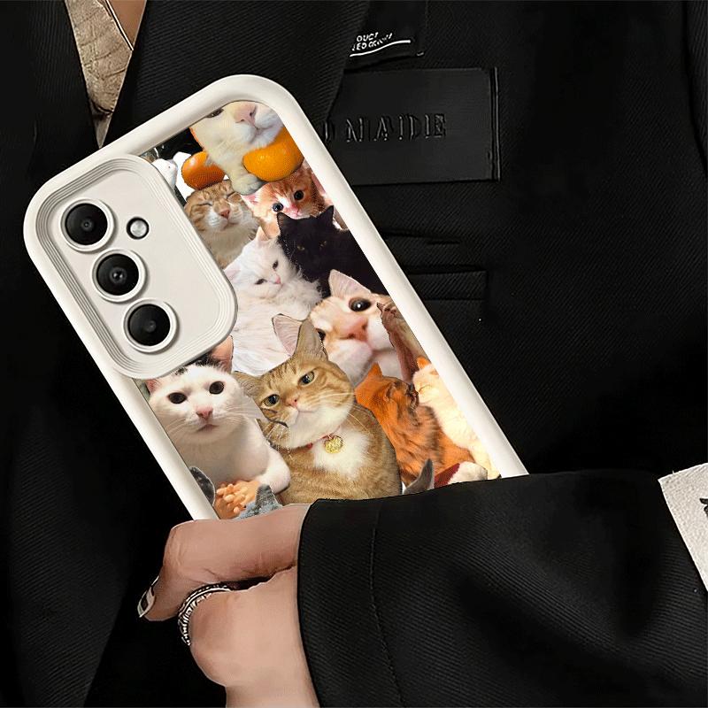 Phone Case for Samsung Galaxy A17 A16 A15 A14 A13 Crying Cats Combine Memes A56 A36 A26 A55 A35 A25 A54 A34 A24 A53 A33 A23 A07