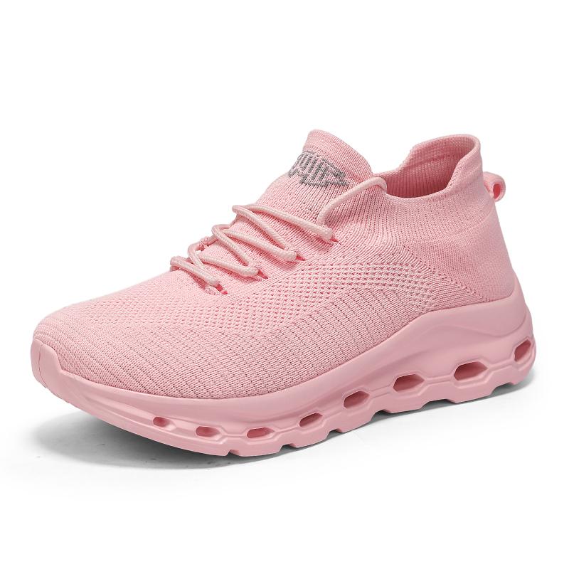 

Outdoor Running Shoes Women Lightweight Mesh Anti-slip Wear-resistant Casual Shoes Women Lace-up Sports Breathable Shoes Women 36 розовый