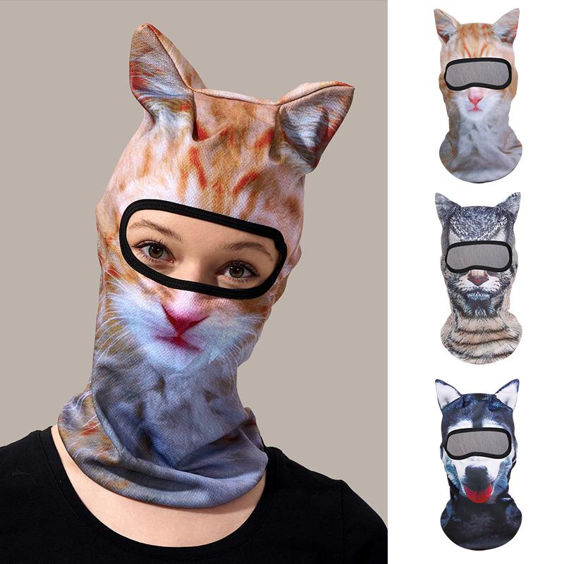 Men And Women Face Mask Funny Head Sweat-Absorbing Outdoor Activities With Ears Halloween Parties Animal Pattern Cute