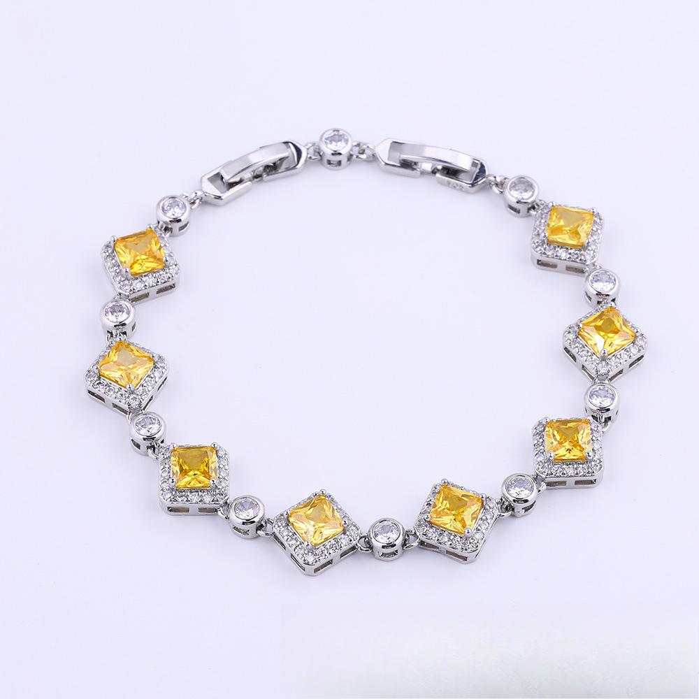 Simple Temperament Geometric Quadrilateral Zircon Bracelet Brass Gold Plated Jewelry