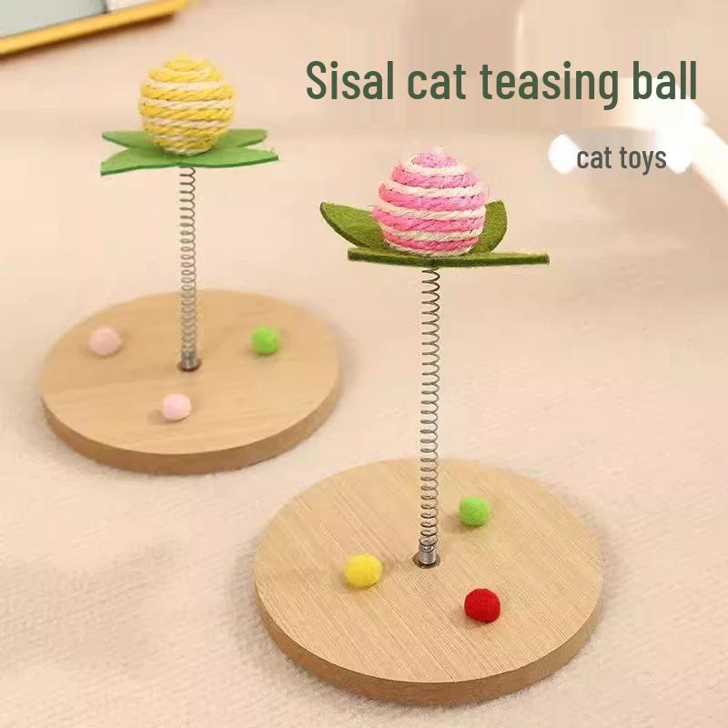 

Дразнилка для кошек с пружиной из мешковины и сизалевым шариком - Скидка для новичков