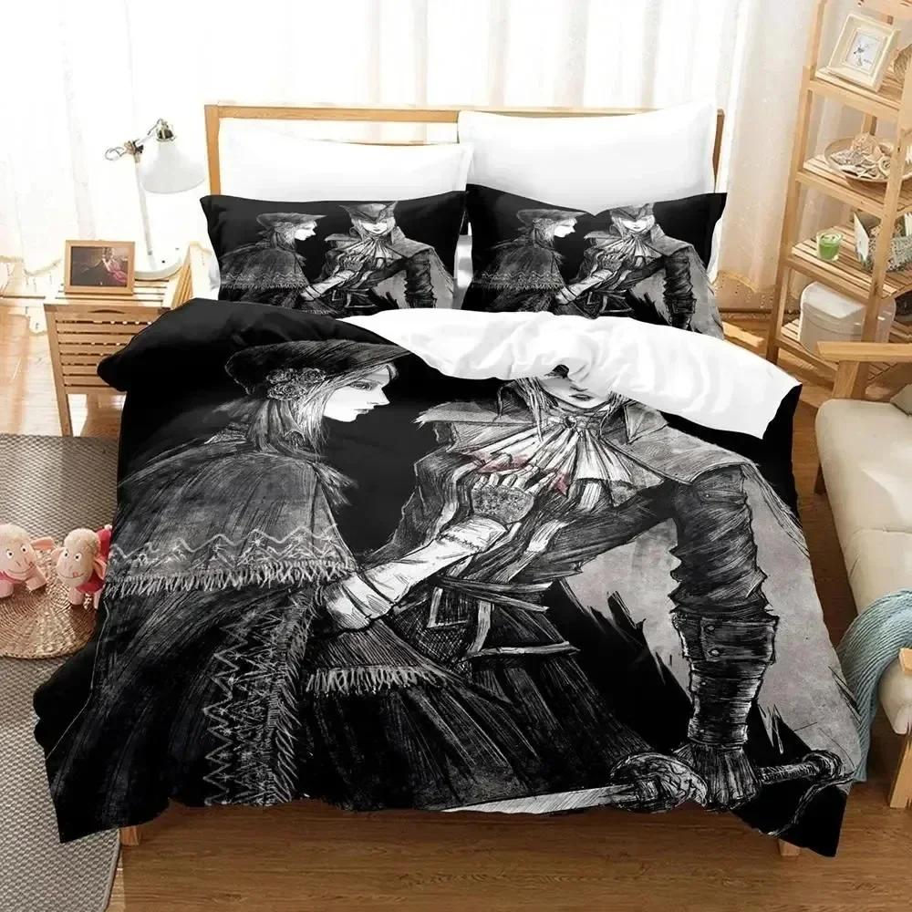 Luxury New 3D Print Game Lady Maria Bloodborne Bedding Set Duvet Cover Bed Set Quilt Cover Pillowcase king Queen Size Boys Adult