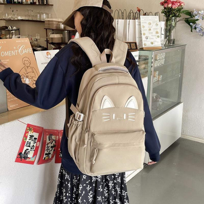 Schoolbag Japanese ins cartoon cat schoolbag female primary and secondary school students versatile cute college style light travel backpack