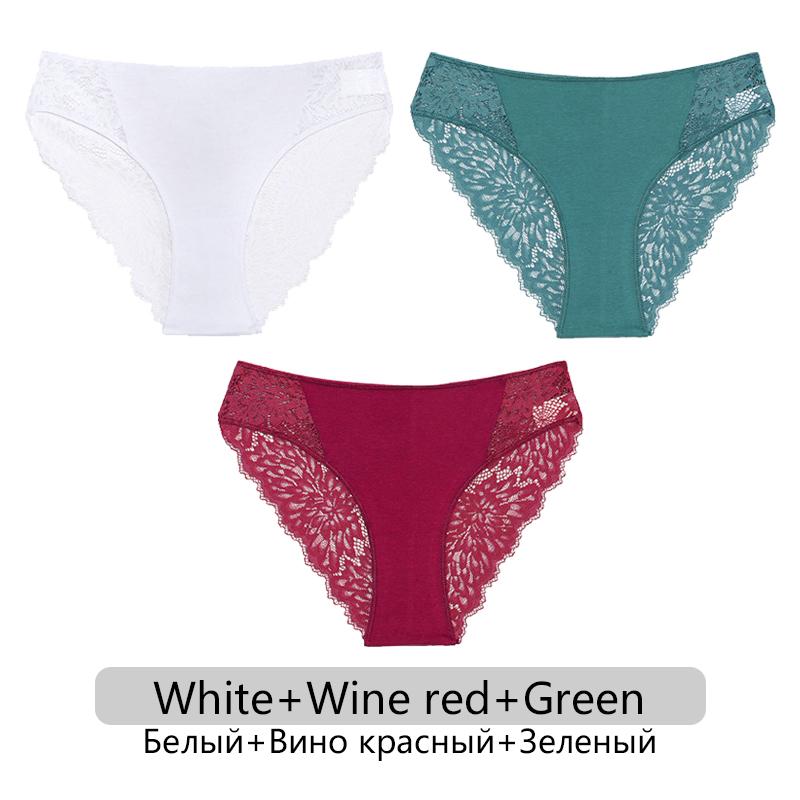 FINETOO 3ks/set Sexy krajkové kalhotky Dámské Květinové kalhotky S-XL Dámské spodky Spodní prádlo s nízkým pasem Krajkové spodní prádlo Dámské spodní prádlo 6 barev