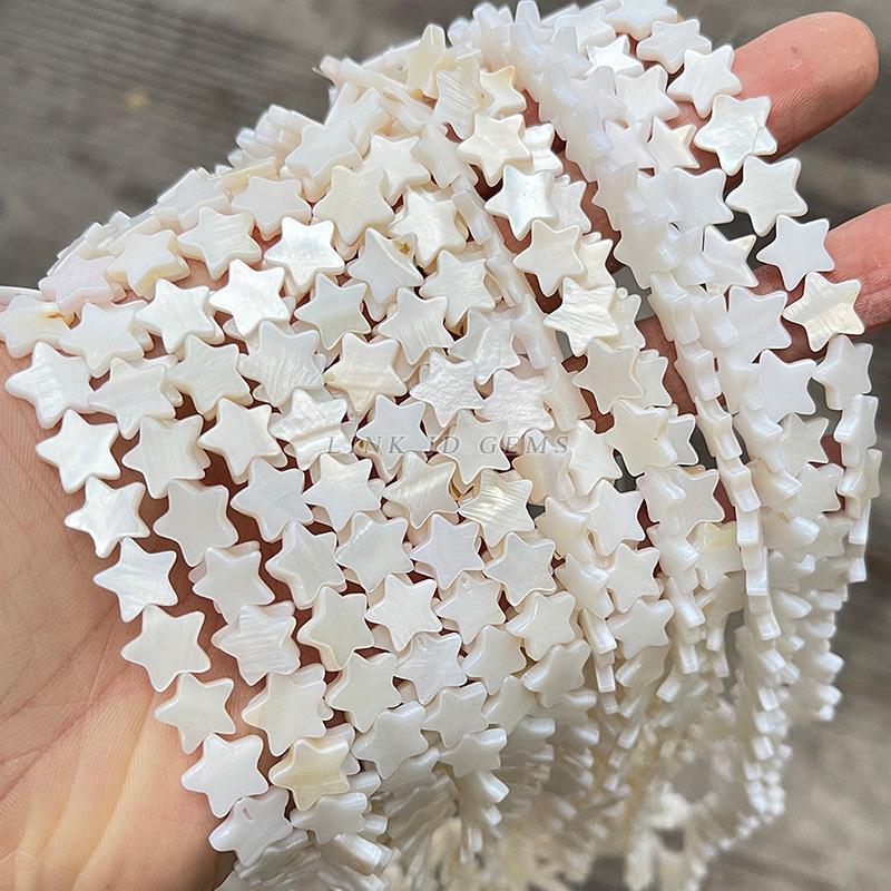 Natural White Mother-of-Pearl Starfish Beads (10/12mm) for DIY Jewelry Accessories