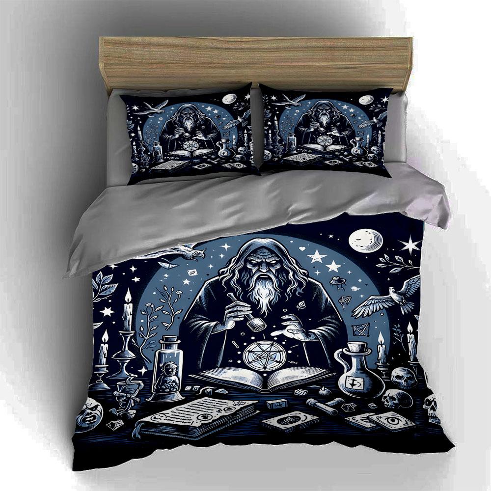 Mystical wizard design Bedding Duvet cover sets Duvet covers Pillowcases gifts (1 * Duvet Cover 2 * Pillowcases, without duvet insert)