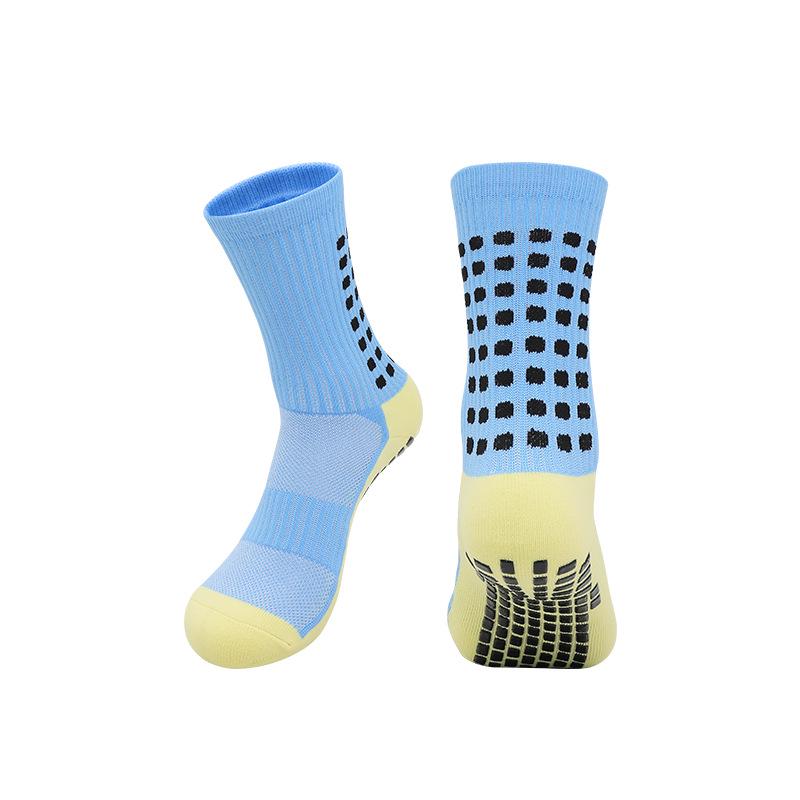 Men's Non-Slip Mid-Calf Football Socks with Thickened Towel Bottom and Silicone Grip