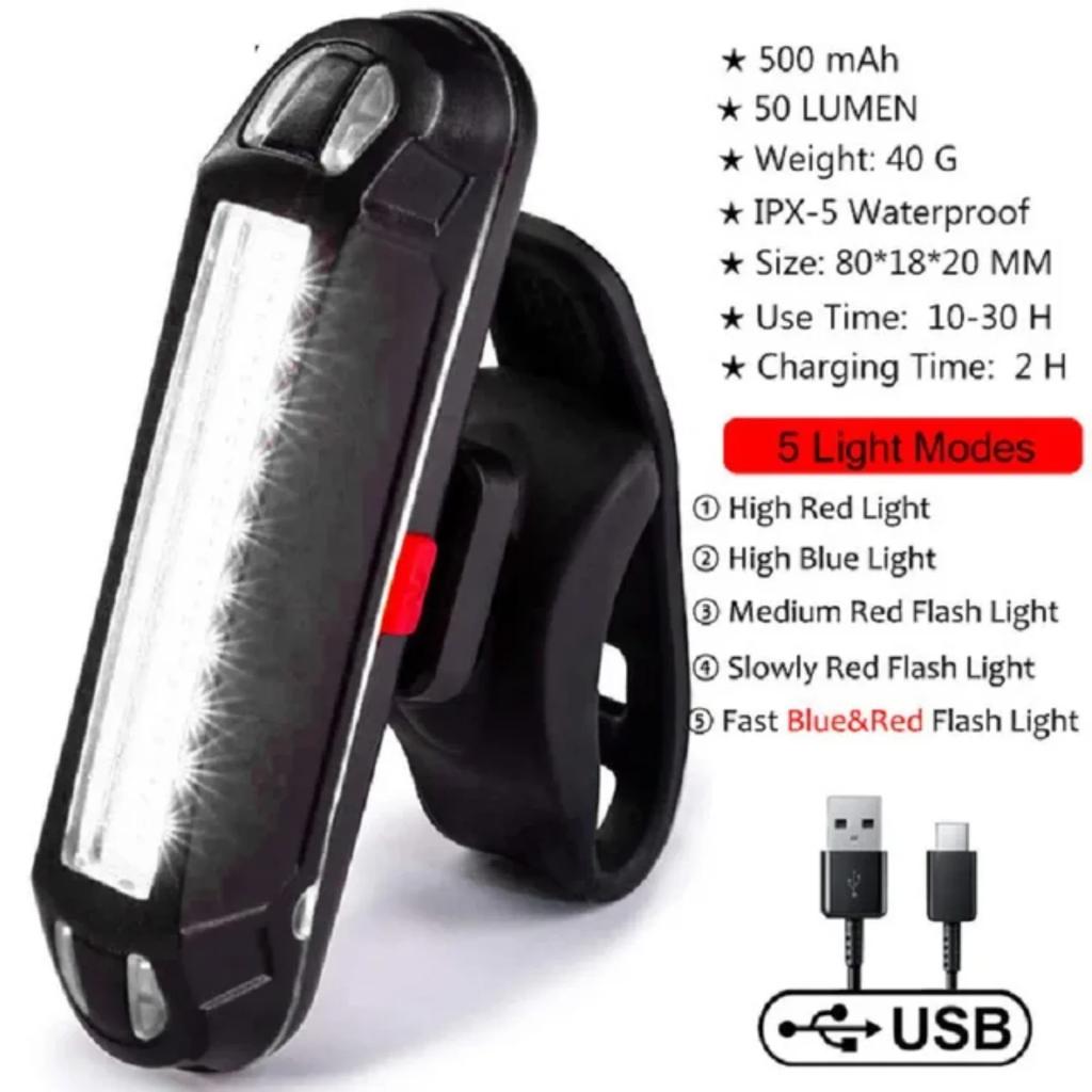 Bicycle Rear Light IPX-5 Waterproof USB Rechargeable  Safety Warning Lamp Bike Flashing Accessories Cycling Taillight