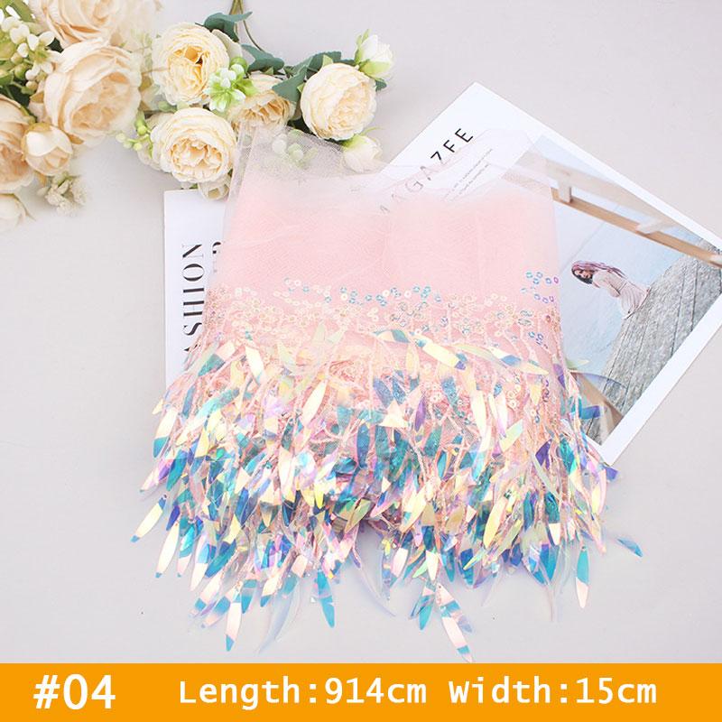 10 Yards Mesh Tassel Fringe Sequins Lace Trim Tassels Fabric DIY Sewing Stage Perform Latin Dress Wedding Clothes Accessories
