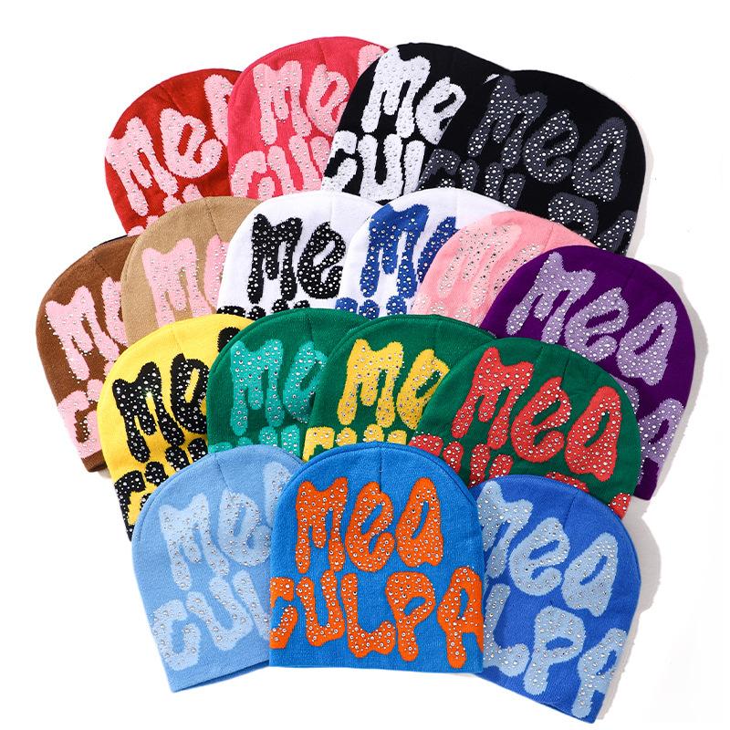 Custom Hat Manufacturer Women's Knitted Hat Designer Beanie Unisex Winter All-Over Print Acrylic Cuffed Dot Fruit Bows