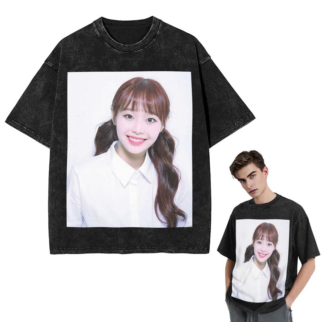 Streetwear T-Shirts Chuu Loona Washed T Shirt Short Sleeve Hip Hop T-Shirt Tops Tees for Men Women