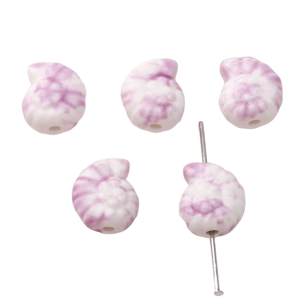 2Pcs Ceramic Ink Splashing Dyeing Beads Conch Whelk Sea Snail Charm For DIY Accessories Jewelry Making