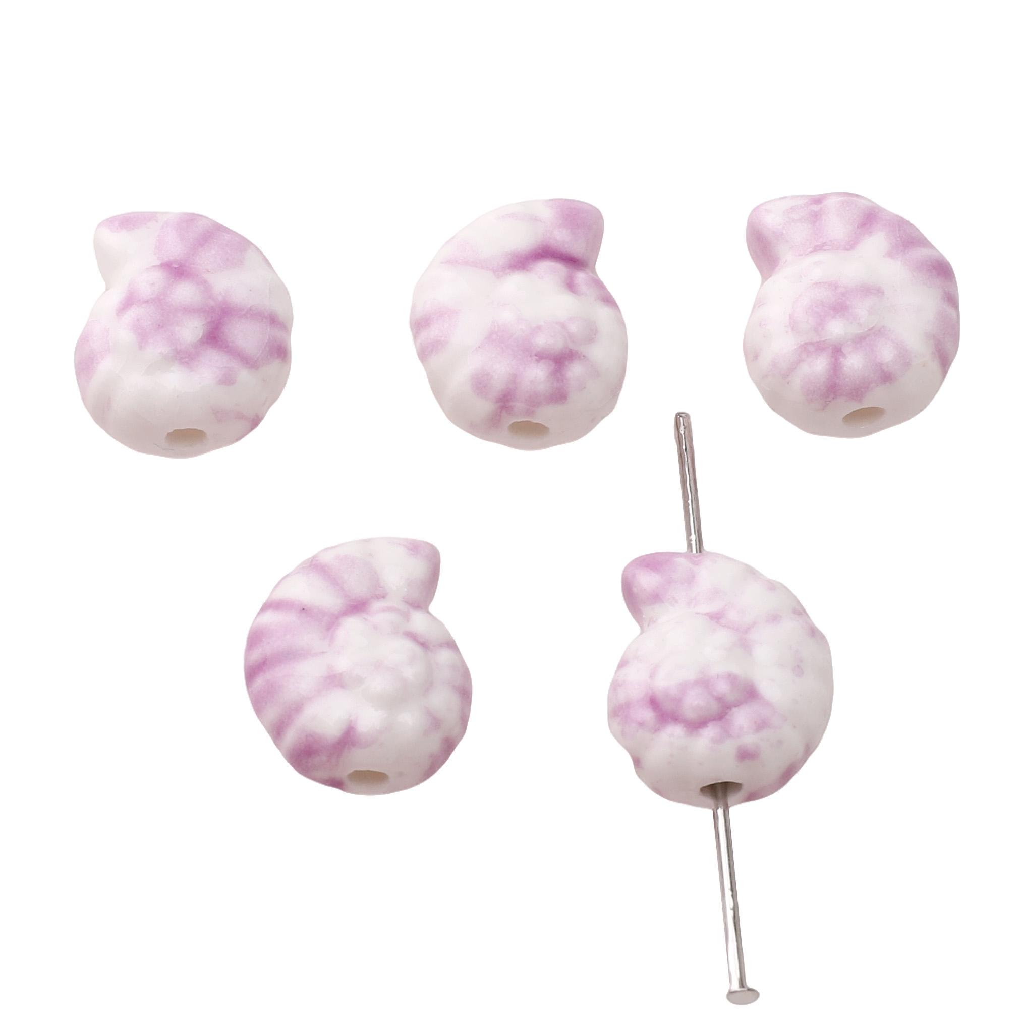 

2Pcs Ceramic Ink Splashing Dyeing Beads Conch Whelk Sea Snail Charm For DIY Accessories Jewelry Making фіолетовий