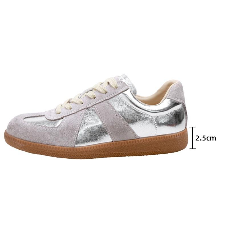 

Cowhide small man inner height increase silver German training 2025 spring new fashion versatile color matching casual sports shoes 34