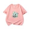 Kids Cotton T Shirt Mint Butterfly With Purple Flowers Print Crew Neck Short Sleeve Tee Casual Boys Girls Summer Tops