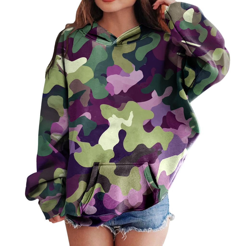 Tactical Camouflage 3D Print Hoodies For Kids Long Sleeve Fashion Hooded Pullover Toddler Boys Girls Y2k Hoodies Casual Tops
