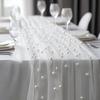 Pearl Chiffon Table Runner 3m Semi Transparent Gauze Mesh Table Cloth Fabric for Wedding Bridal Shower Party Dining Decoration