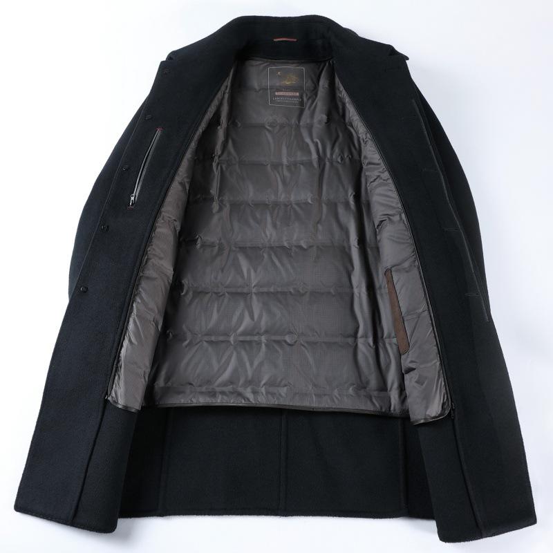 Autumn and winter new double-sided woolen coat men's long woolen coat business casual down liner top