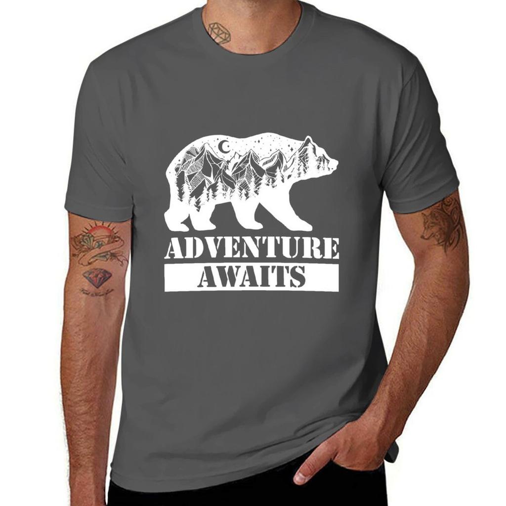 Adventure Awaits Bear Tshirt Lightweight Casual Summer Tshirt