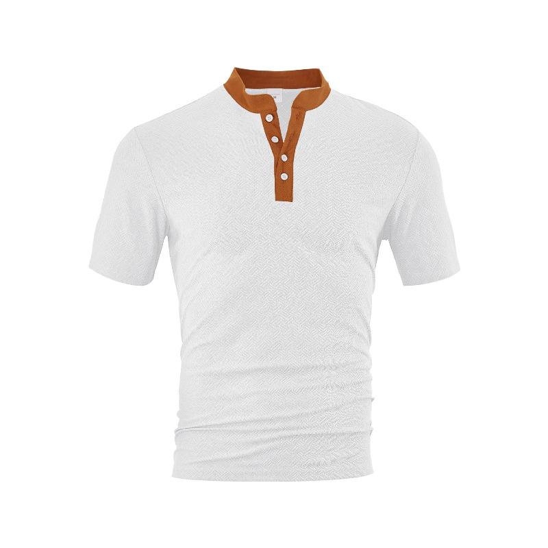 Men s summer polo shirt: short-sleeved, relaxed fit, breathable terry jacquard fabric with buttons S белый