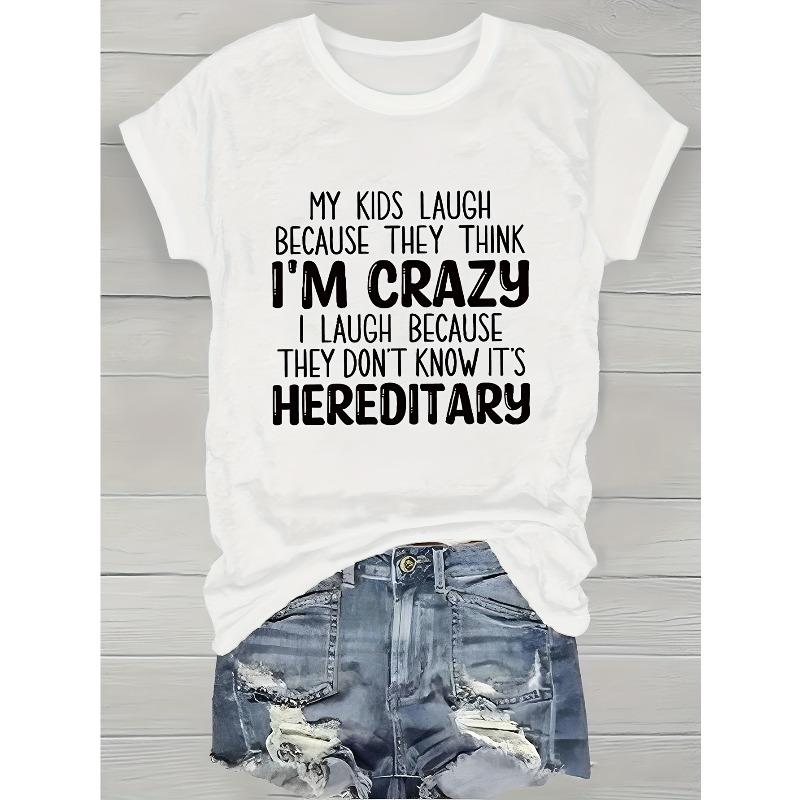 Women Chic Letter Print Tee Crew Neck Short Sleeve Casual Stylish Layering Top