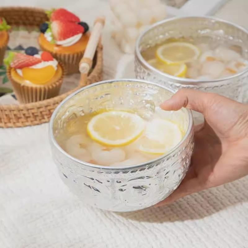 Artisanal Crafted Silver Aluminum Thai Styles Bowl Suitable For Shaved Ice Dessert Soups And Noodles Rustics Tableware