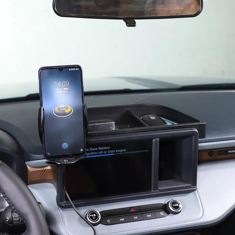 For Ford Maverick -25 ABS Black Car Dashboard Storage Box Tray Phone Holder GPS Navigation Bracket Interior Car Accessories