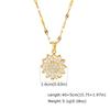 Spinnable CZ Sunflower Pendant Necklace for Women, Gold Plated Stainless Steel Lip Chain, Anti Anxiety Fidget Jewelry