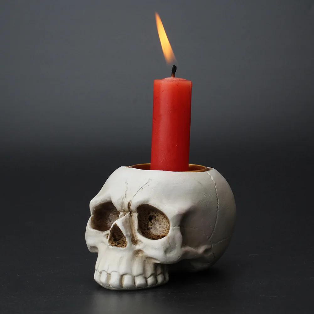 Halloween Skull Skeleton LED Candle Lamp Hand Candlestick Flame Light Ornament Horror Home Party Decoration Ghost Decor Supplies