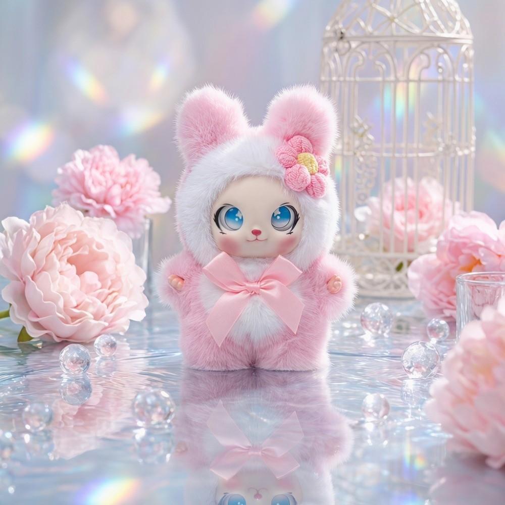 Big Ear with Flower Rabbit Plush Keychain Bag Hanging Bunny Plush Doll Pendant Lady/Girls