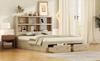 160*200cm Double Bed, Chipboard, King Size Platform Bed with Two Drawers at the Foot of the Bed, Headboard with Storage, Natural