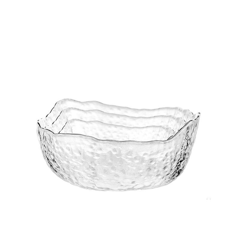 Xingxuan Golden edged Glass Bowl Transparent Fruit Plate Vegetable Salad Bowl Home Creative Cold Vegetable Bowl