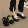 Fashion Shoes Woman 2025 House Slippers Platform Pantofle Low Luxury Slides New Designer Cotton Fabric Fashion Rome Rubber Scandals Hoof
