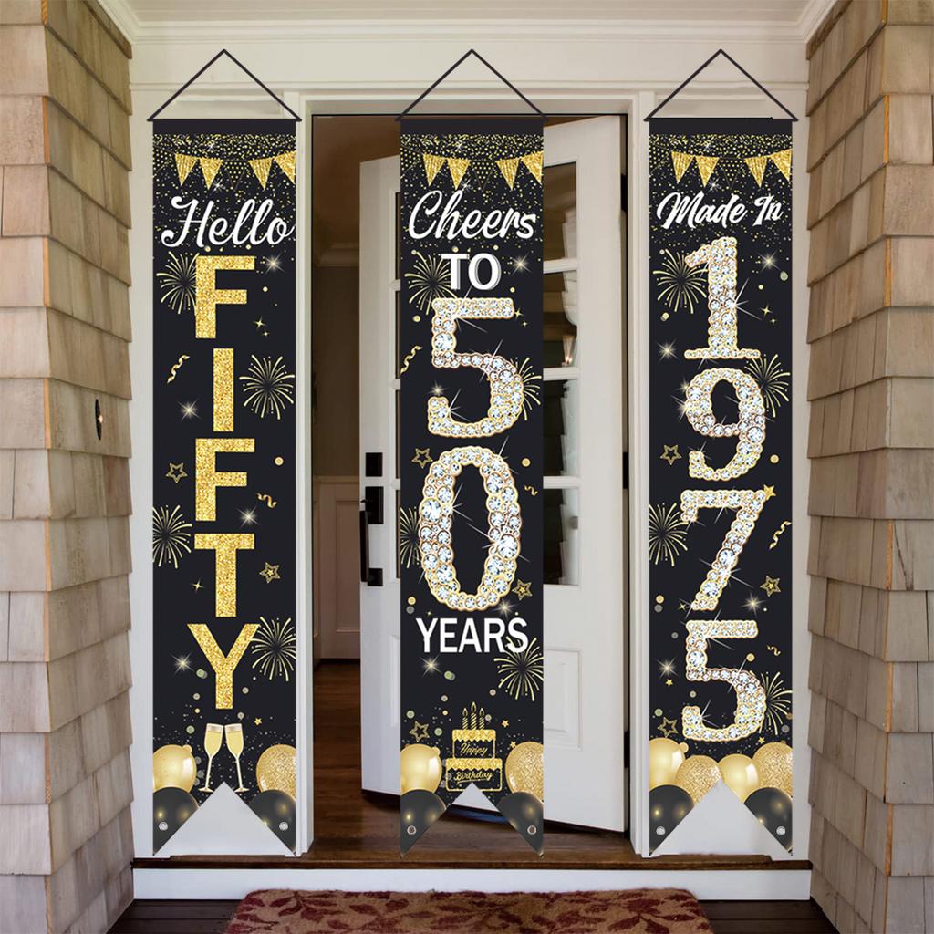 50 Year 1975 Happy Birthday Door Banner 50th Birthday Hanging Banner Birthday Party Decor Adults Women Party Supplies Favors