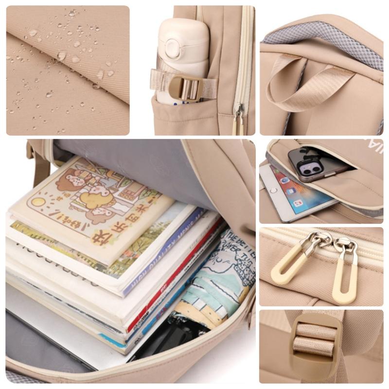 BAIJIAWEI 2024 Summer New Schoolbag High Quality Nylon Waterproof Junior High School Book Bag Lightweight Big Capacity College Student Travel Backpack