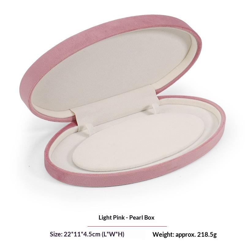 Oval Pearl Necklace Packaging Box High-end Sense Gift Box for Mother Earrings Chain Storage Flannel Jewelry Box