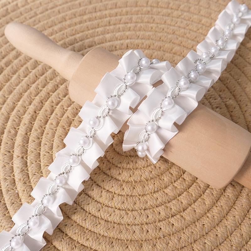 Pleated Lace Ribbons For Sewing Party Dress Beaded Trim DIY Crafts Supplies Clothing Needlework Decor Ruffle Fabric 2.5cm Wide