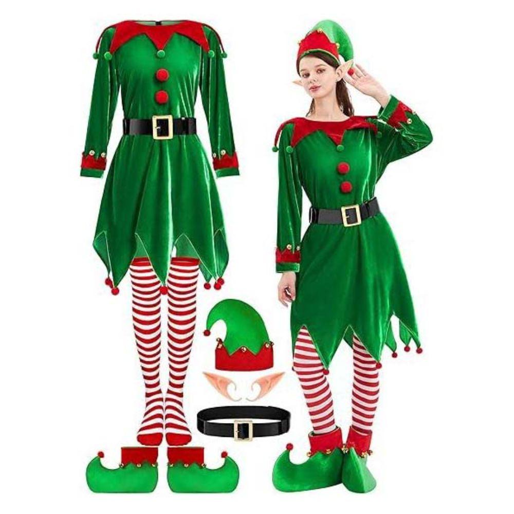 Hooded Christmas Elf Cosplay Set Velvet Elf Costume Hooded Velvet Dress Christmas Party