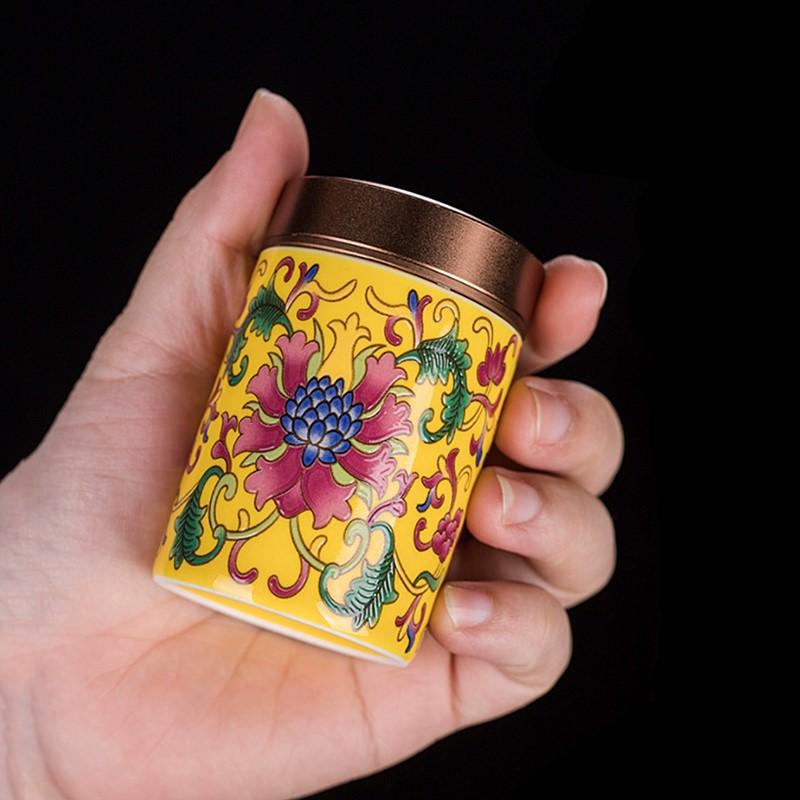 Exquisite Pastel Ceramic Tea Caddy Portable Travel Sealed Tea Boxes Tea Jar Storage Tank Coffee Canister Spice Candy Containers