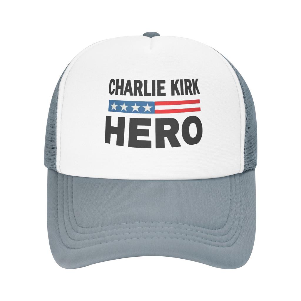 Helden-Charlie-Kirk-Flagge Benutzerdefinierte Netz-Baseballkappen für Herren Camping Damen Strand Papa-Hut Schirmmütze