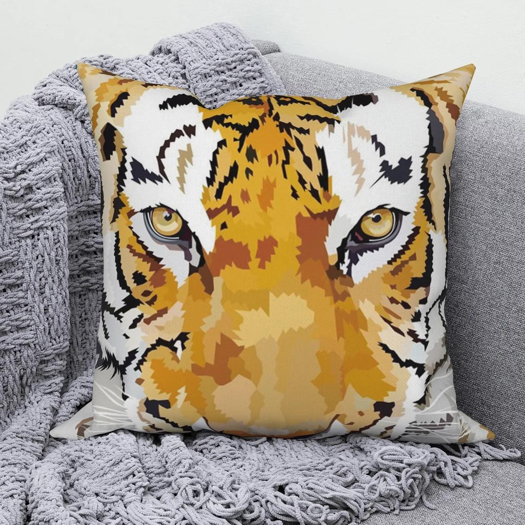 45*45cm Animal Tiger Fox Bird Print Pattern Cushion Cover Home Living Room Sofa Decoration Square Pillowcase