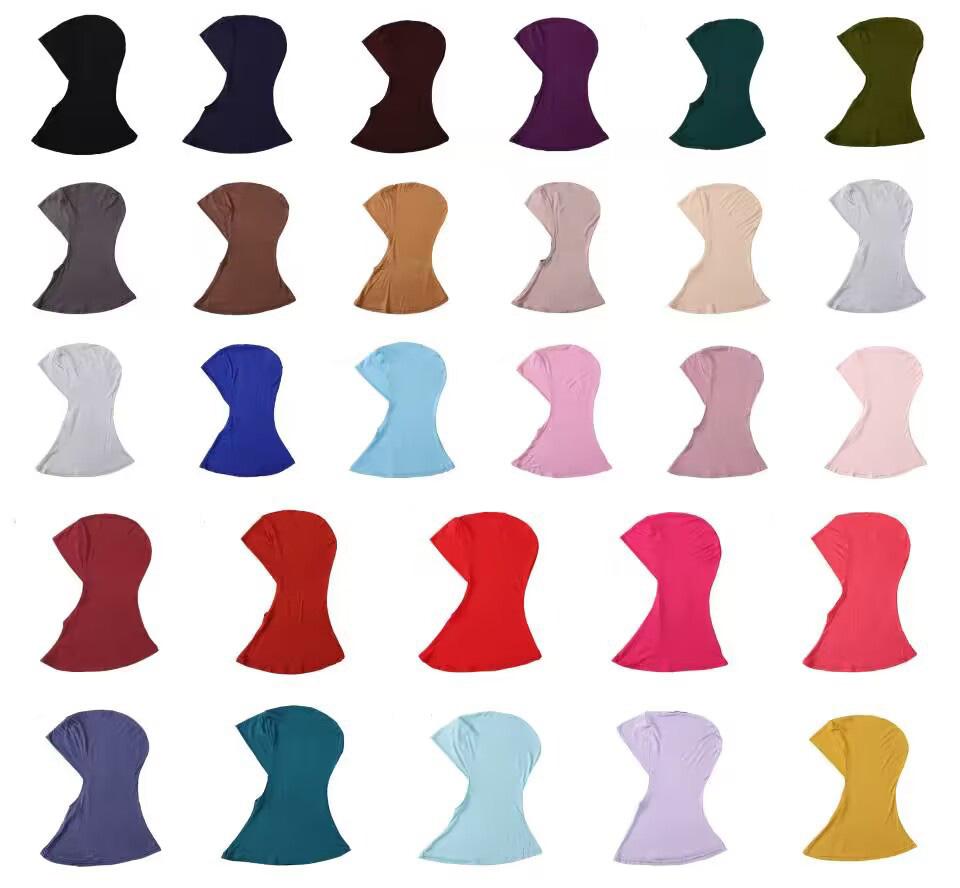 Classic Practical Muslim Hijab Inners Stretchable Jersey Cotton Tube Cap Shawl Bottom Women Headscarf Bonnet 28 Colors One Size