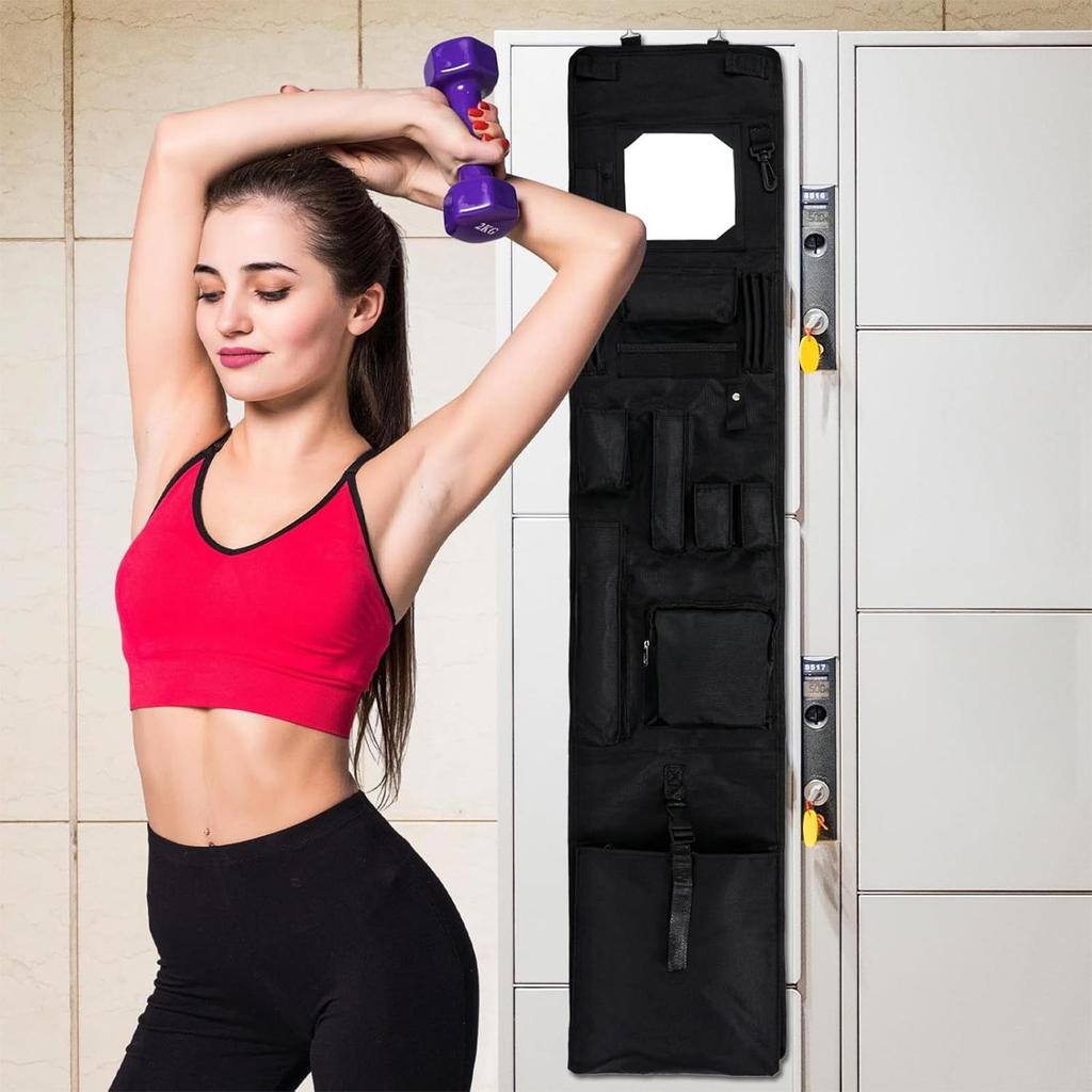 Locker Door Organizer With Mirror Closet Door Organizer With Mirror Hanger Storage Oxford Cloth Waterproof For Uniform Gear